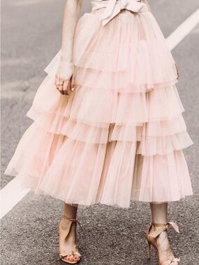 Chicwish Blush Pink Layered Tulle Midi Skirt XS/S Romantic Fairy Cottagecore